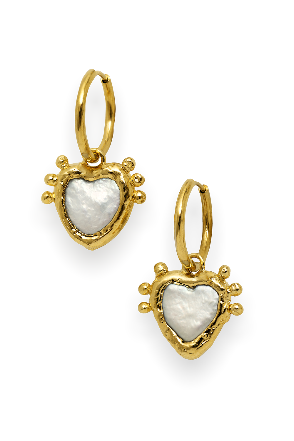 Sacred Heart Pearl Hoops - Tea & Tequila