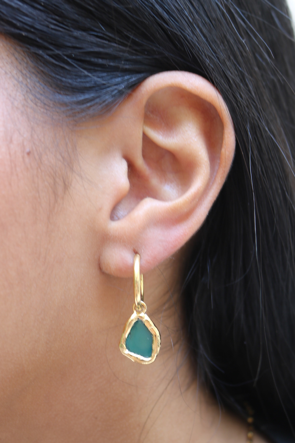 Gemstone Charm Hoops in Gold - Tea & Tequila