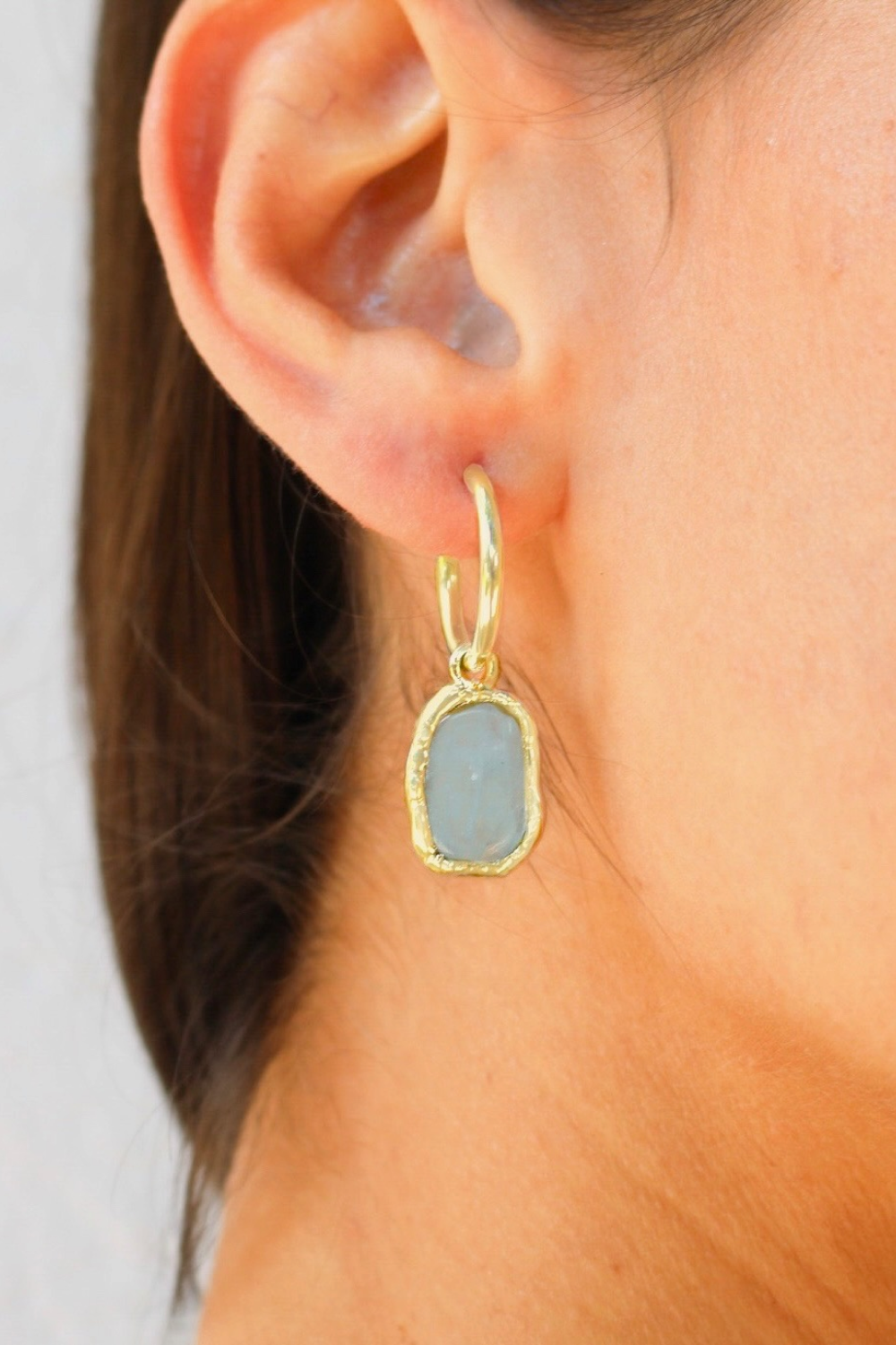 Gemstone Charm Hoops in Gold - Tea & Tequila