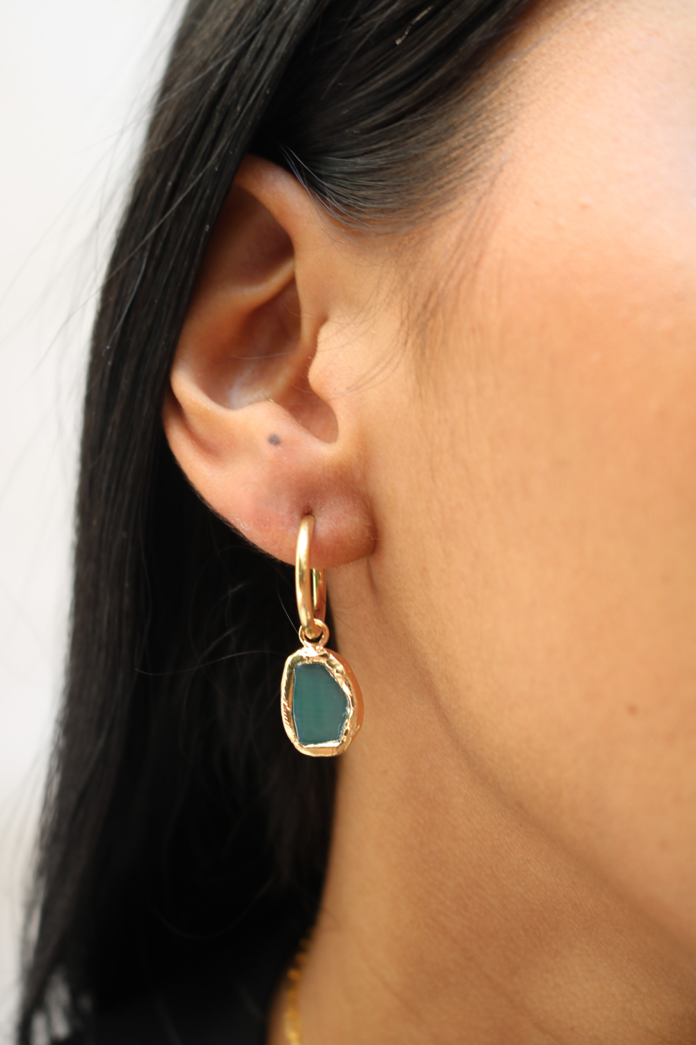 Gemstone Charm Hoops in Gold - Tea & Tequila