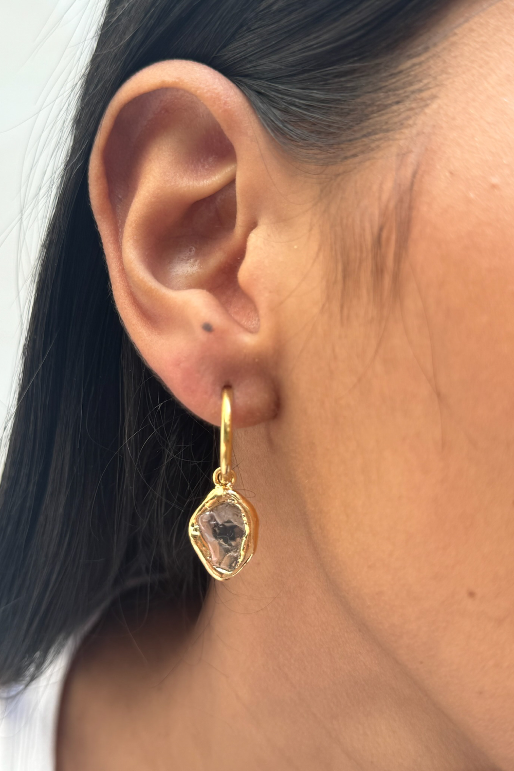 Gemstone Charm Hoops in Gold - Tea & Tequila