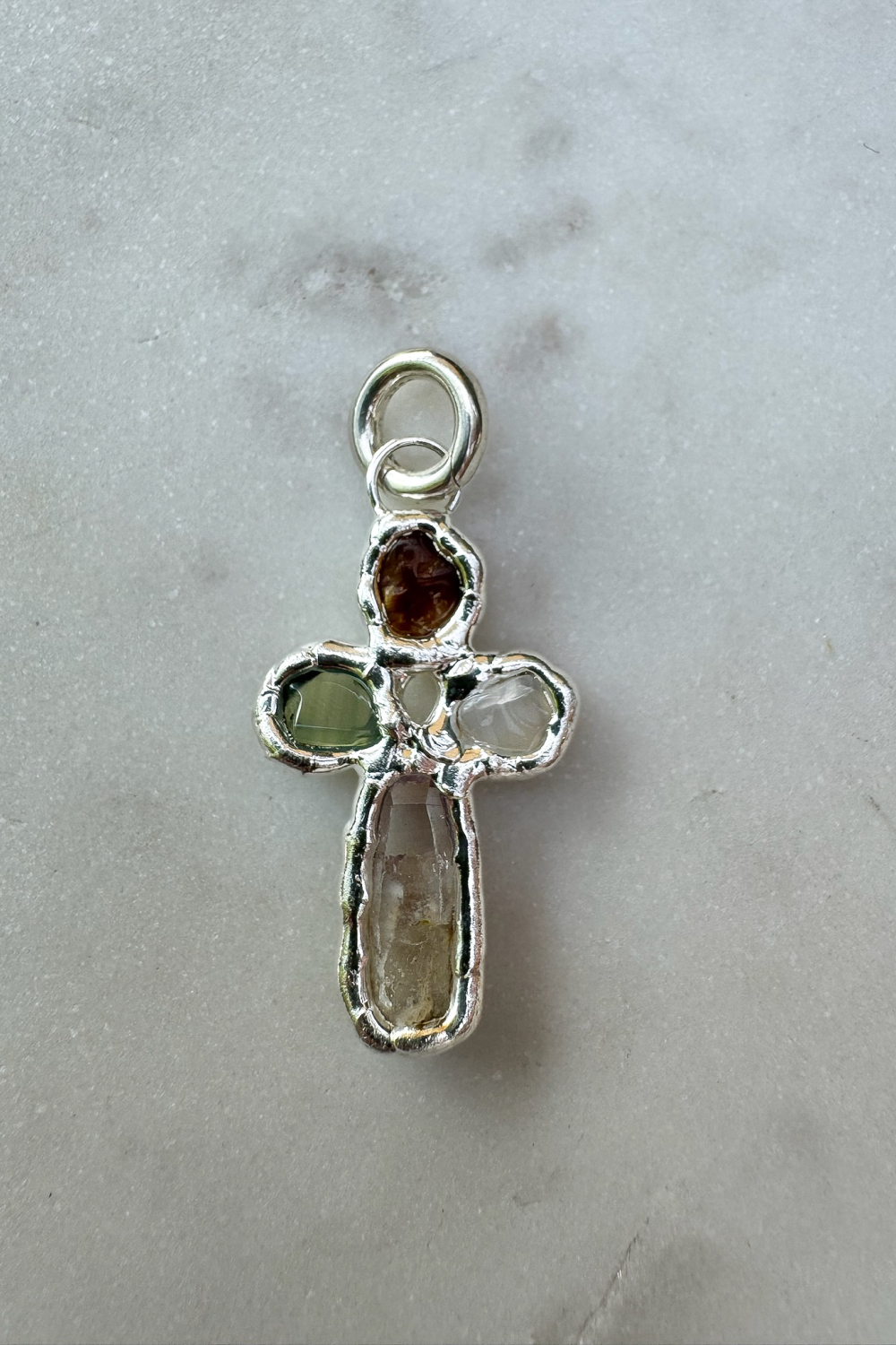 Sample Gemstone Cross Charm in Silver - Tea & Tequila