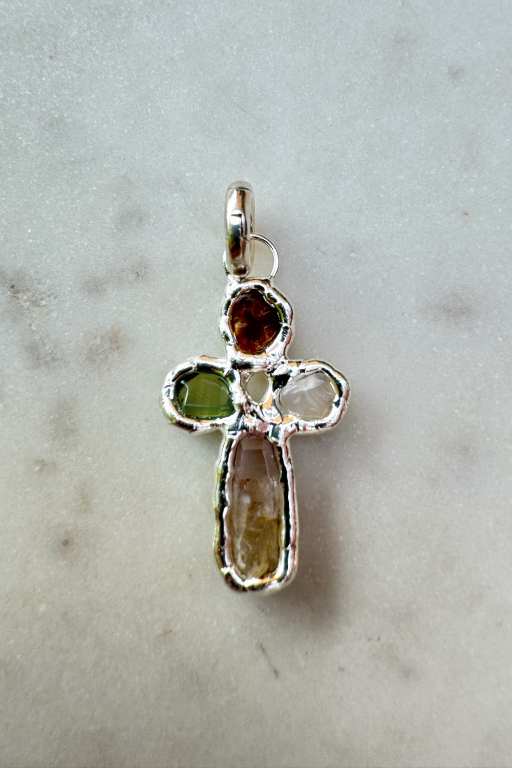 Sample Gemstone Cross Charm in Silver - Tea & Tequila