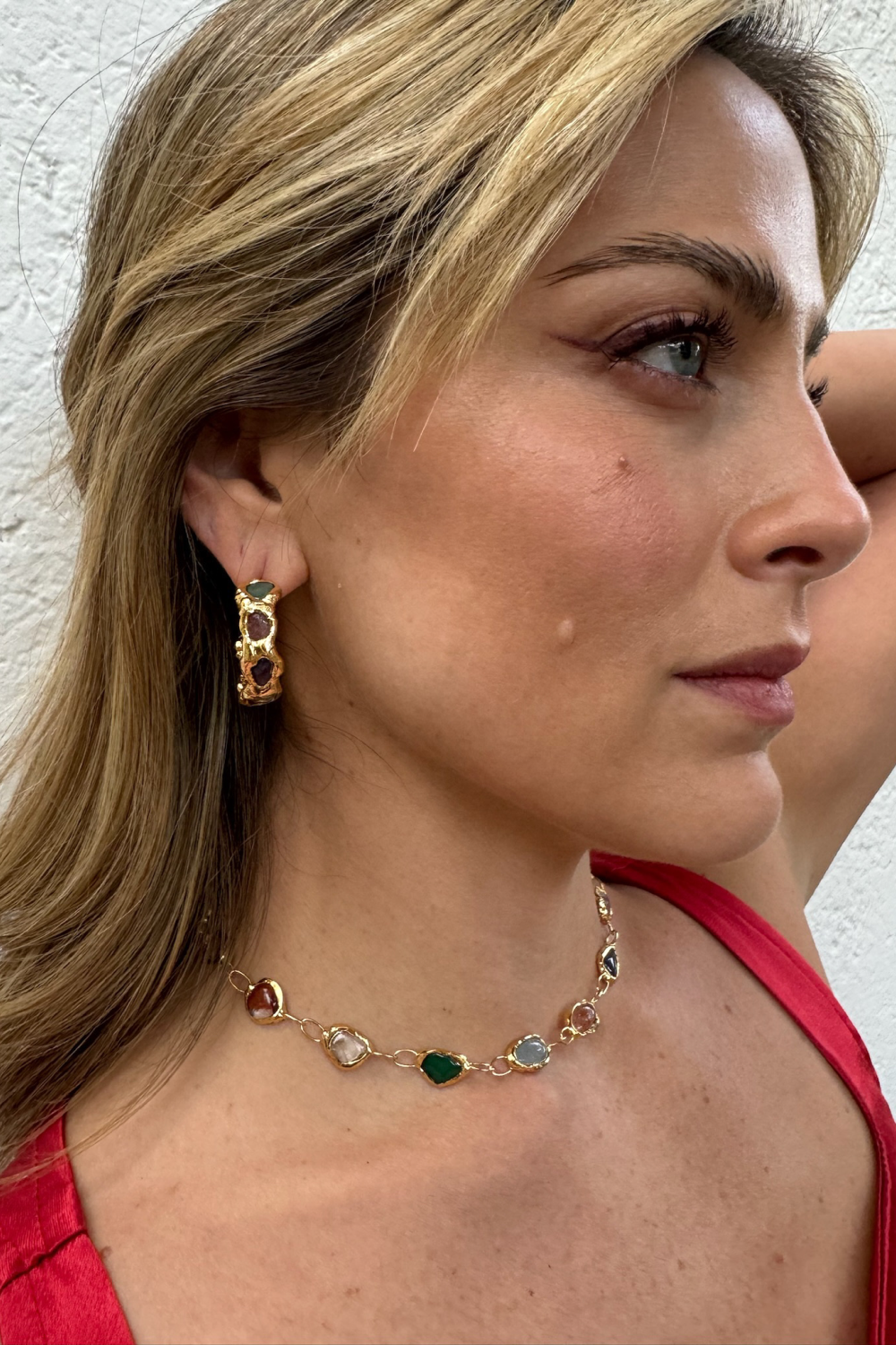 Gold Paraíso Gemstone Hoops - Tea & Tequila