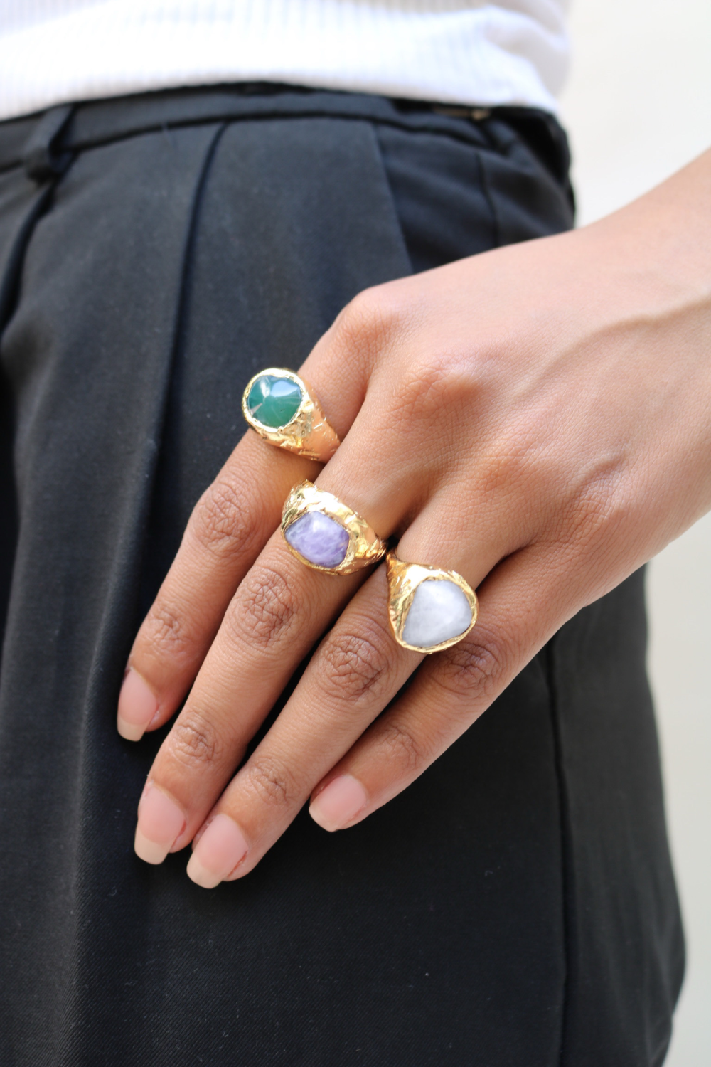 Large Gemstone Ring in Gold - Tea & Tequila