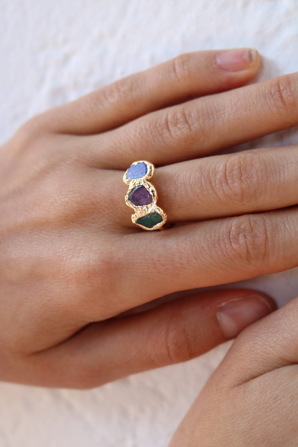 3 Gemstone Ring in Gold - Tea & Tequila