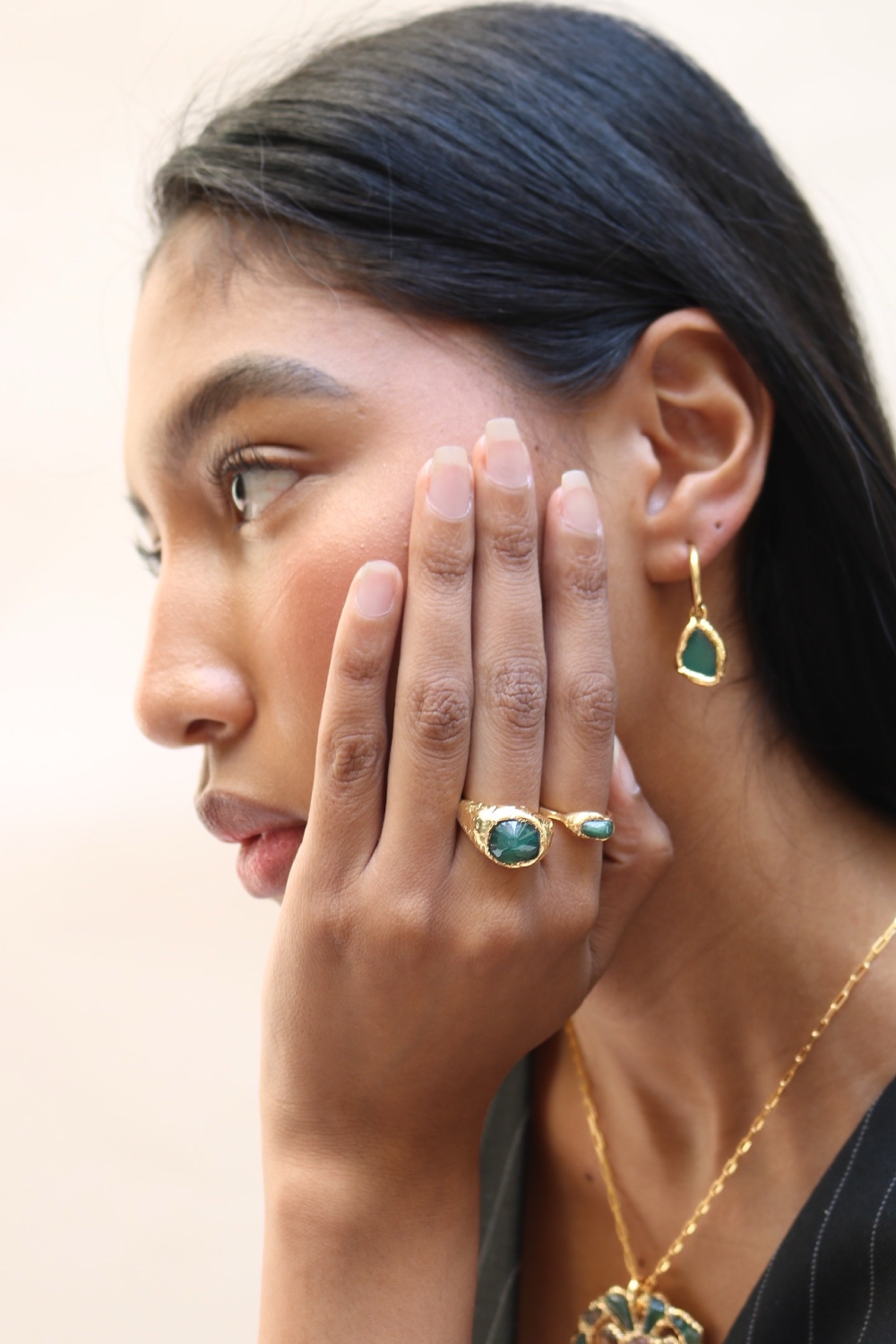 Large Gemstone Ring in Gold - Tea & Tequila