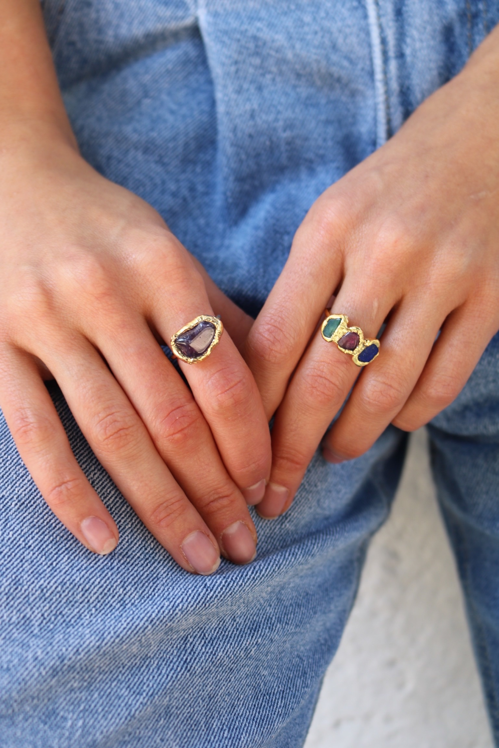 3 Gemstone Ring in Gold - Tea & Tequila