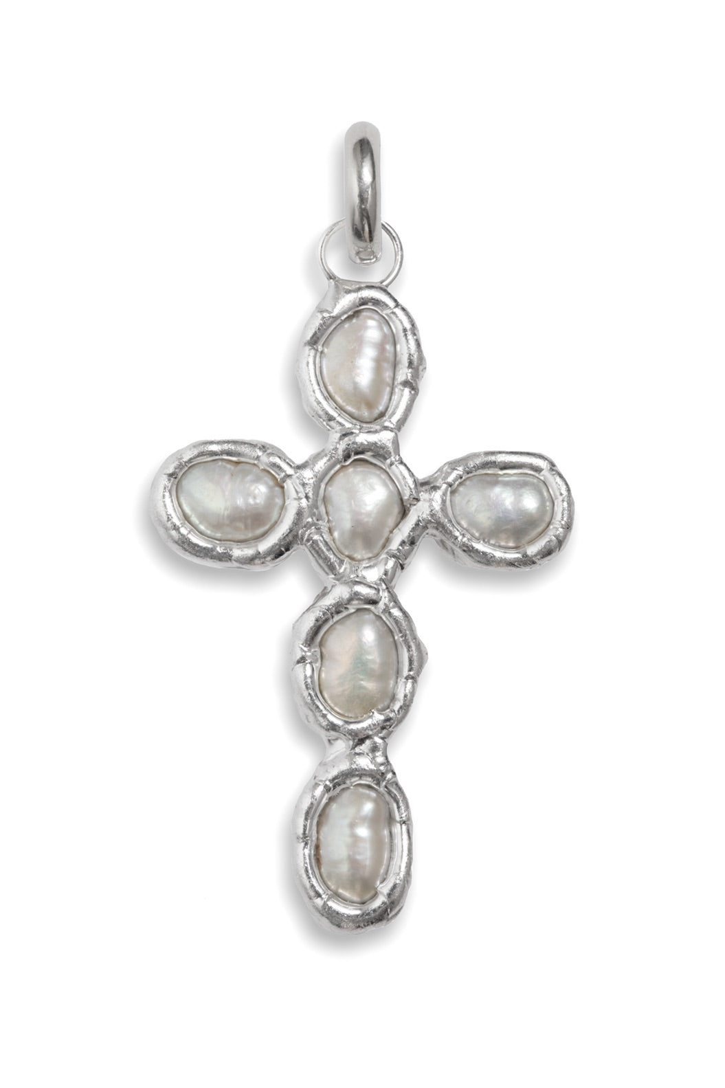 Grande Pearl Cross Charm in Silver - Tea & Tequila