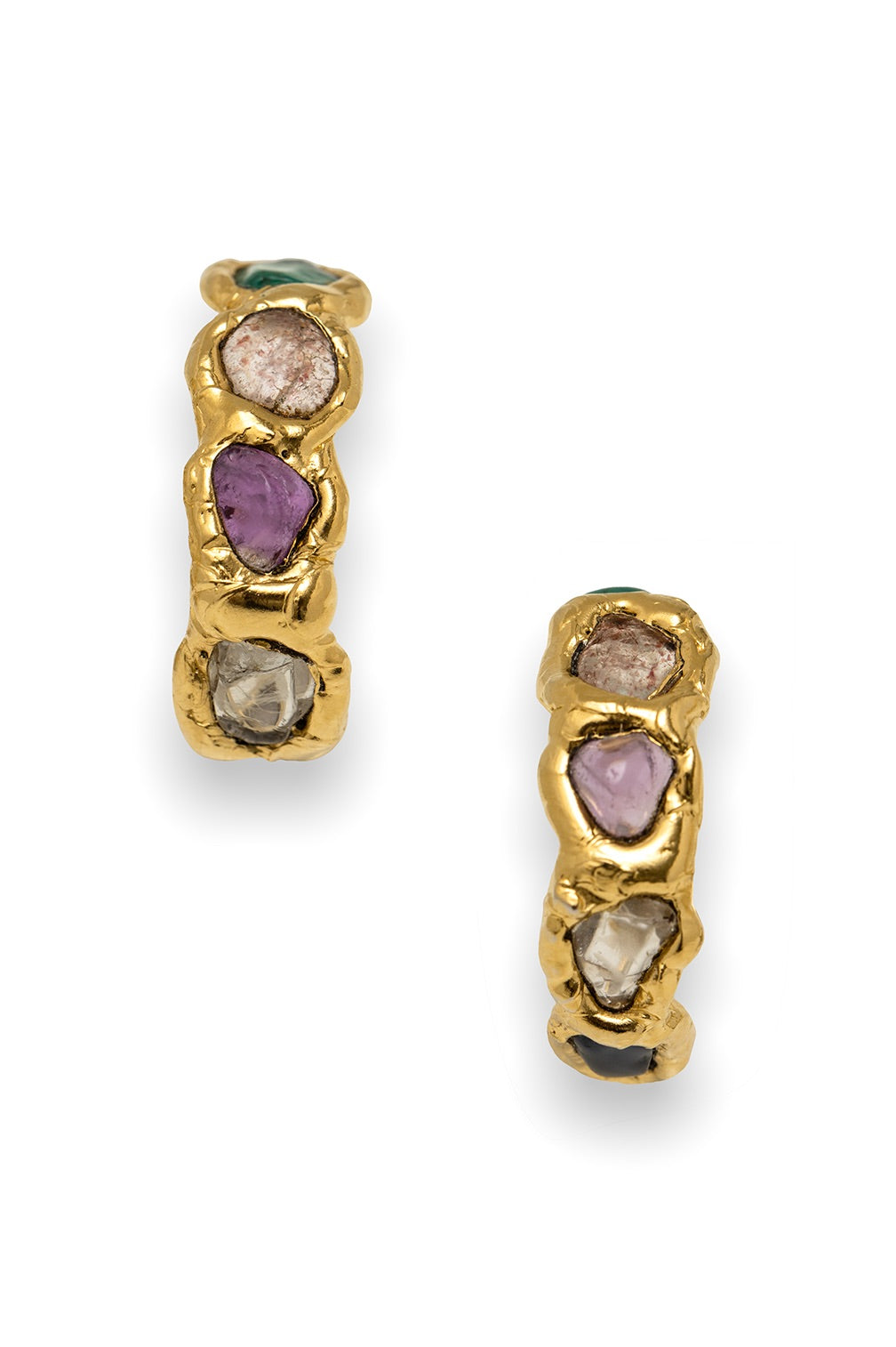 Gold Paraíso Gemstone Hoops - Tea & Tequila