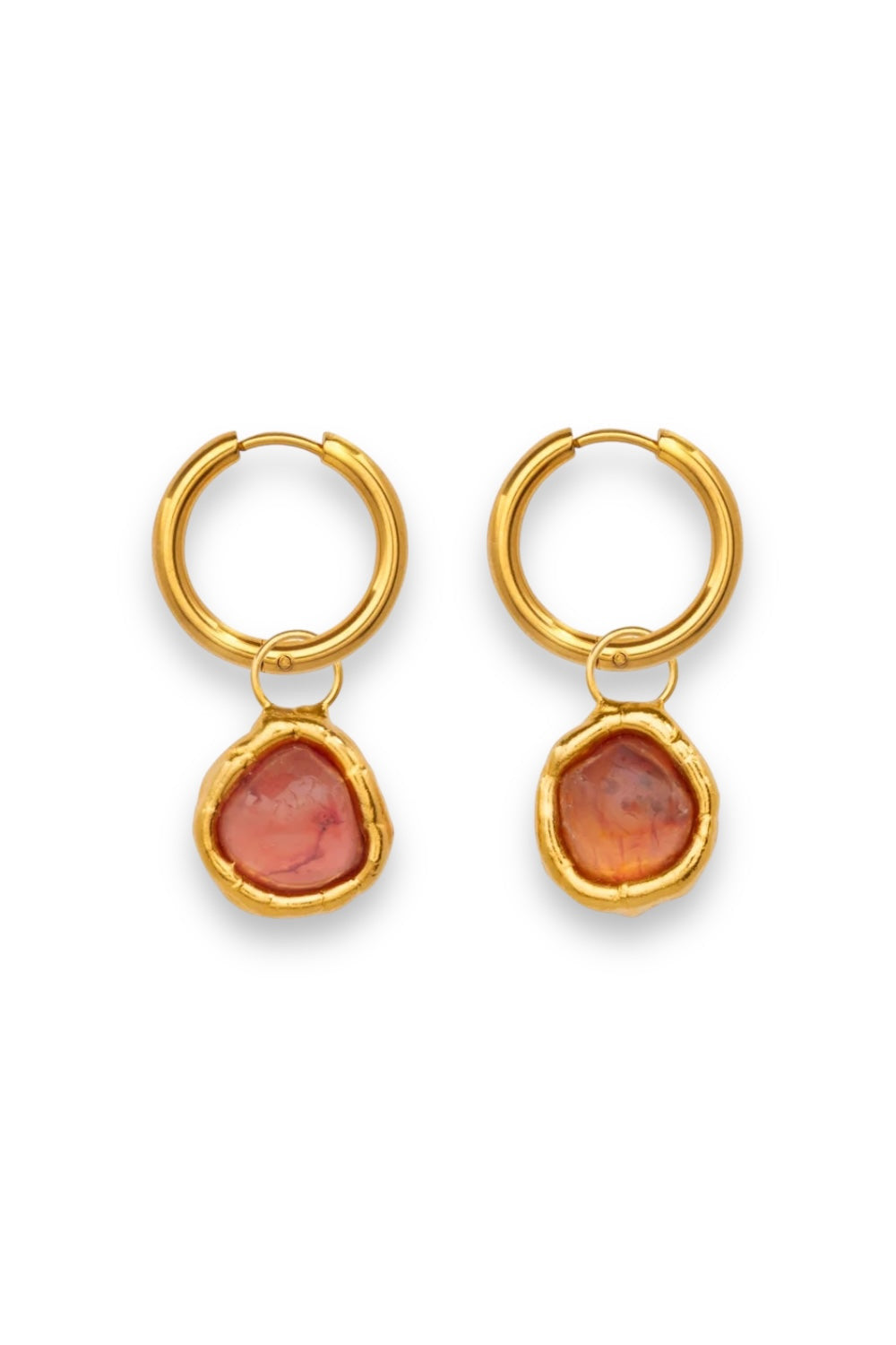 Gemstone Charm Hoops in Gold - Tea & Tequila