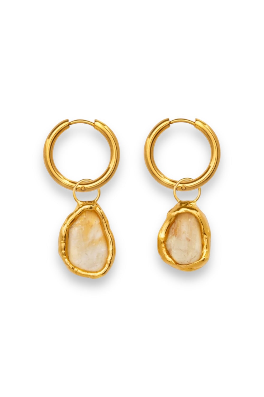 Gemstone Charm Hoops in Gold - Tea & Tequila