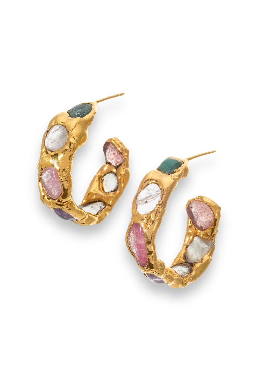 Gold Paraíso Gemstone Hoops - Tea & Tequila