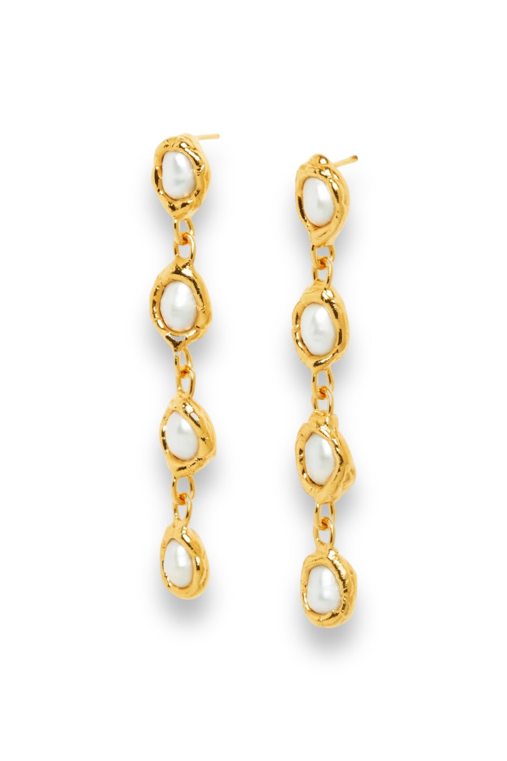 Gold Pearl Drop Earrings - Tea & Tequila