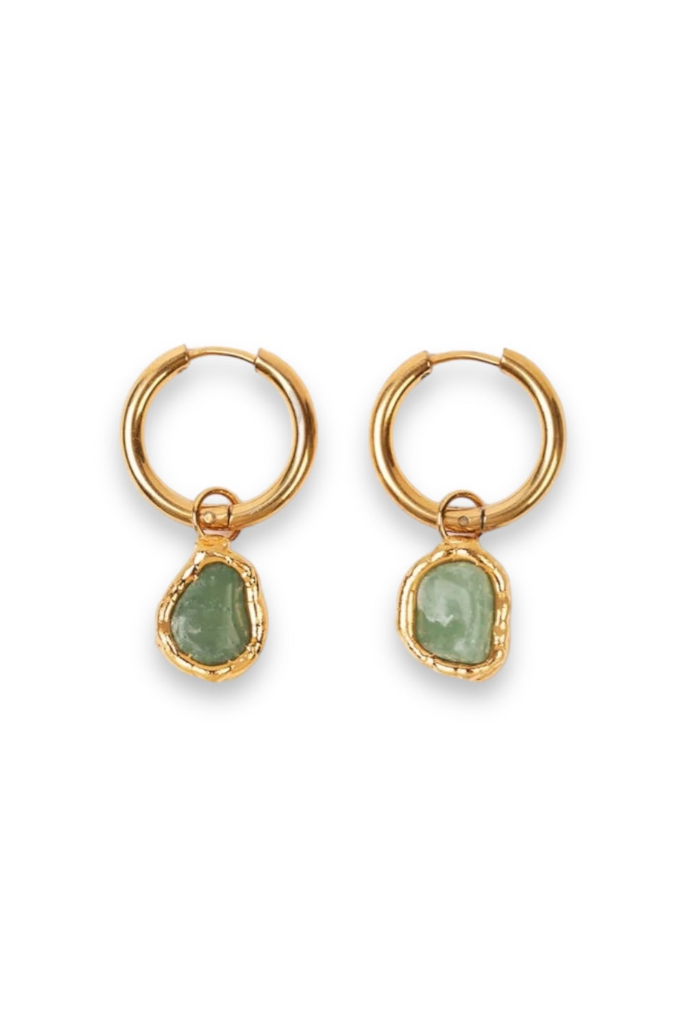 Jade Charm Hoops in Gold - Tea & Tequila