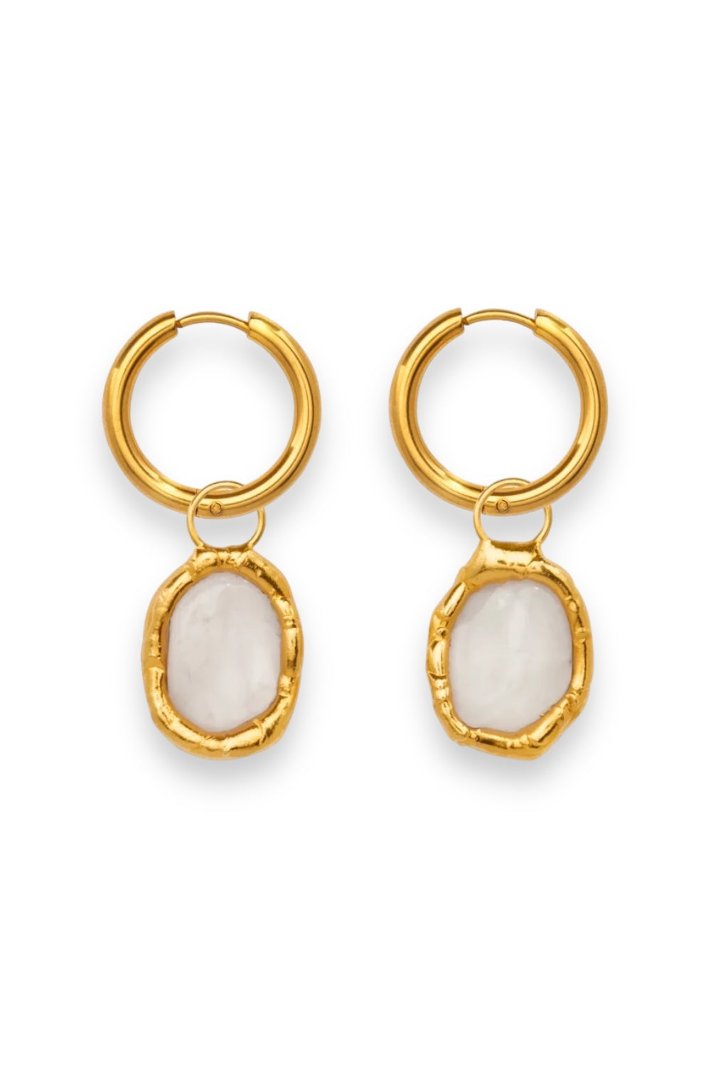 Quartz Charm Hoops in Gold - Tea & Tequila