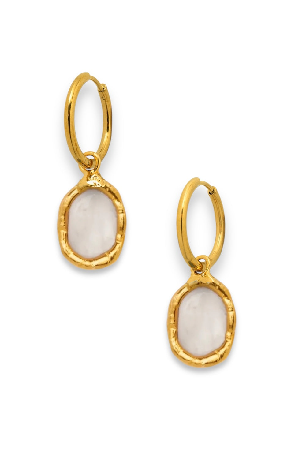 Gemstone Charm Hoops in Gold - Tea & Tequila