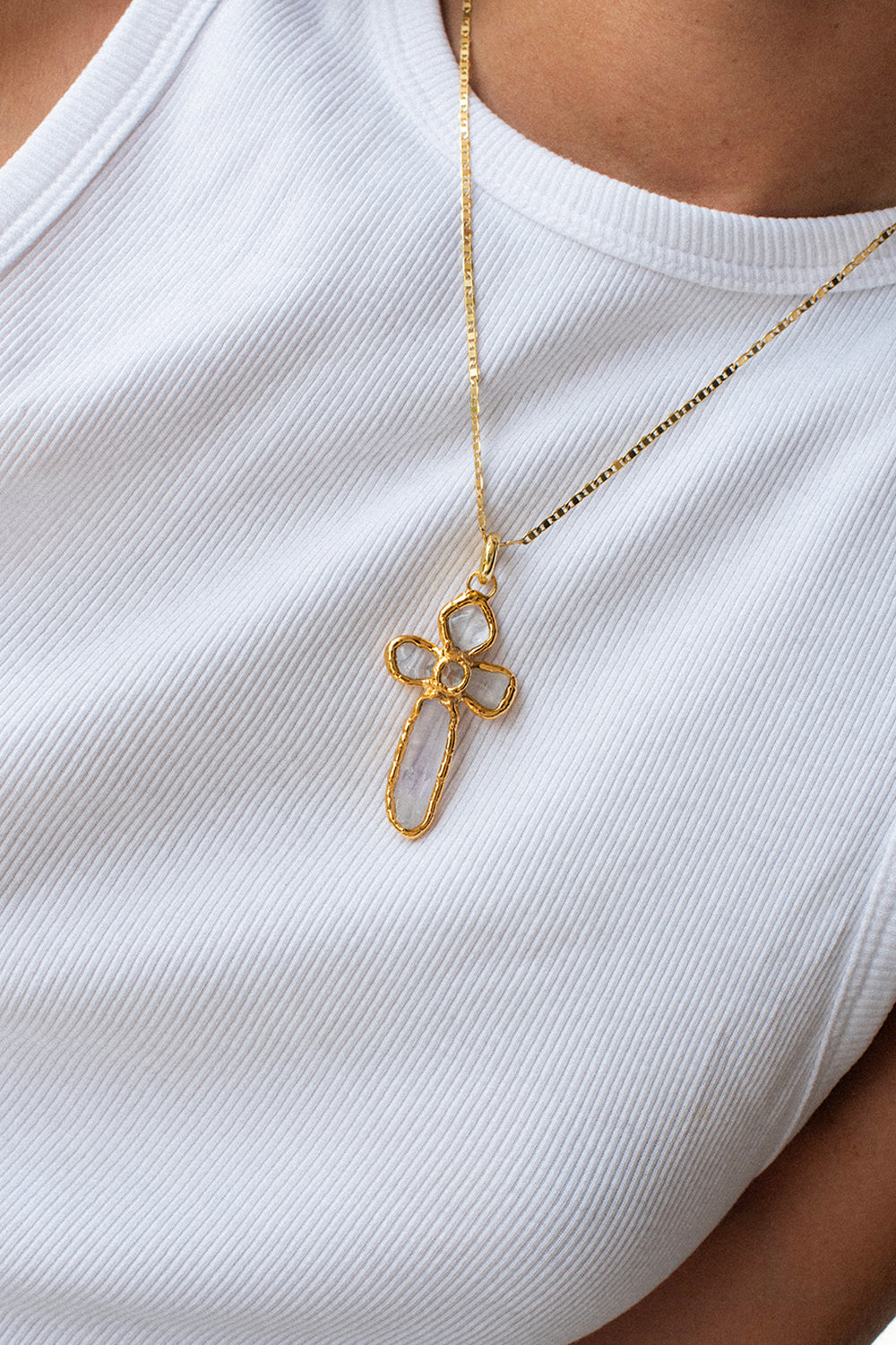 Grande Quartz Cross Charm in Gold - Tea & Tequila