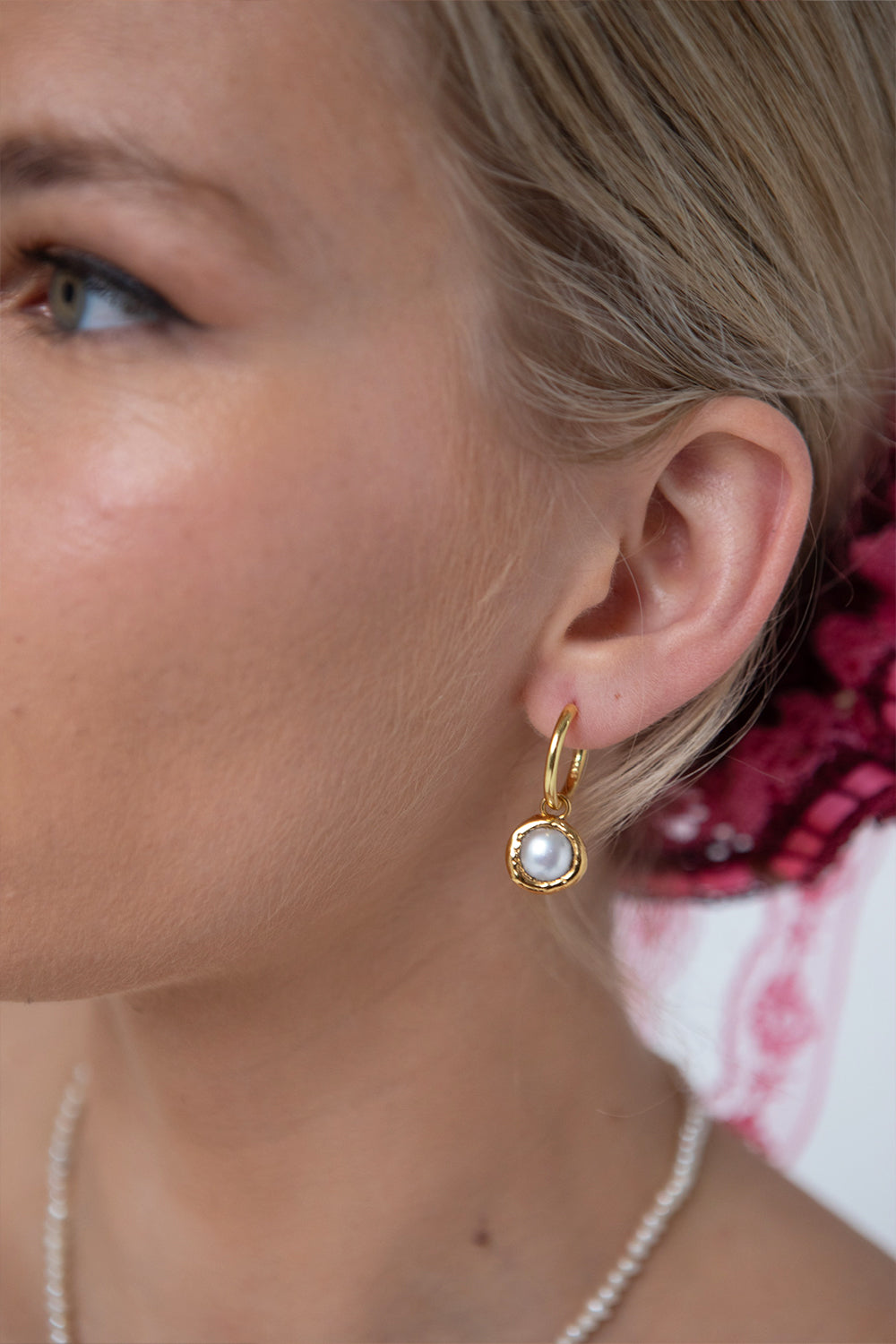 Pearl Charm Hoops in Gold - Tea & Tequila