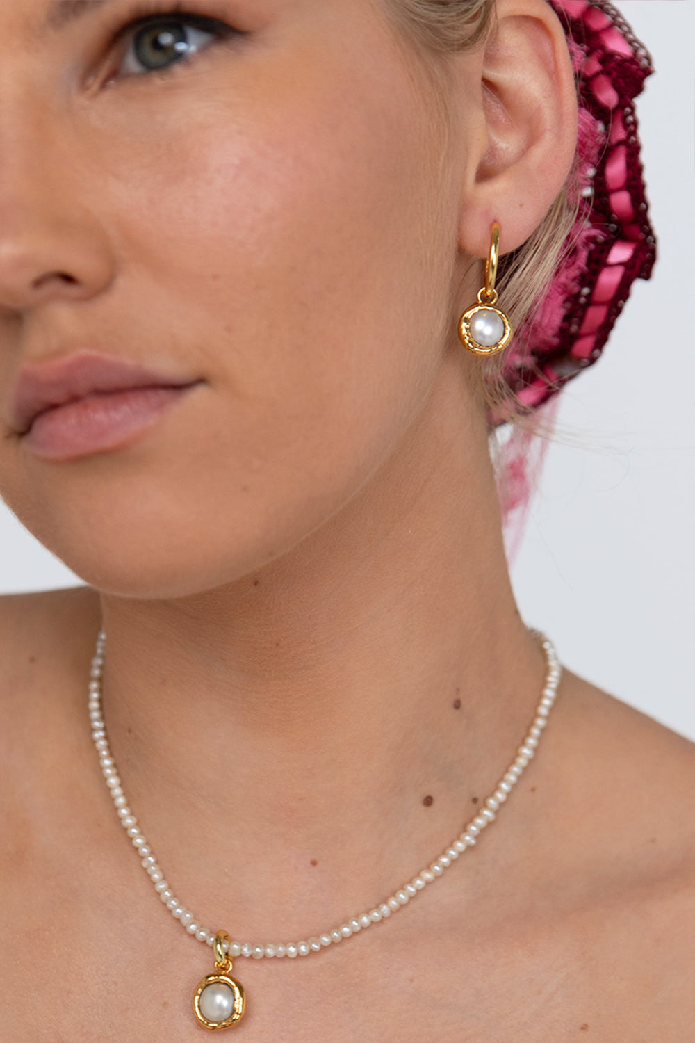 Pearl Charm Hoops in Gold - Tea & Tequila