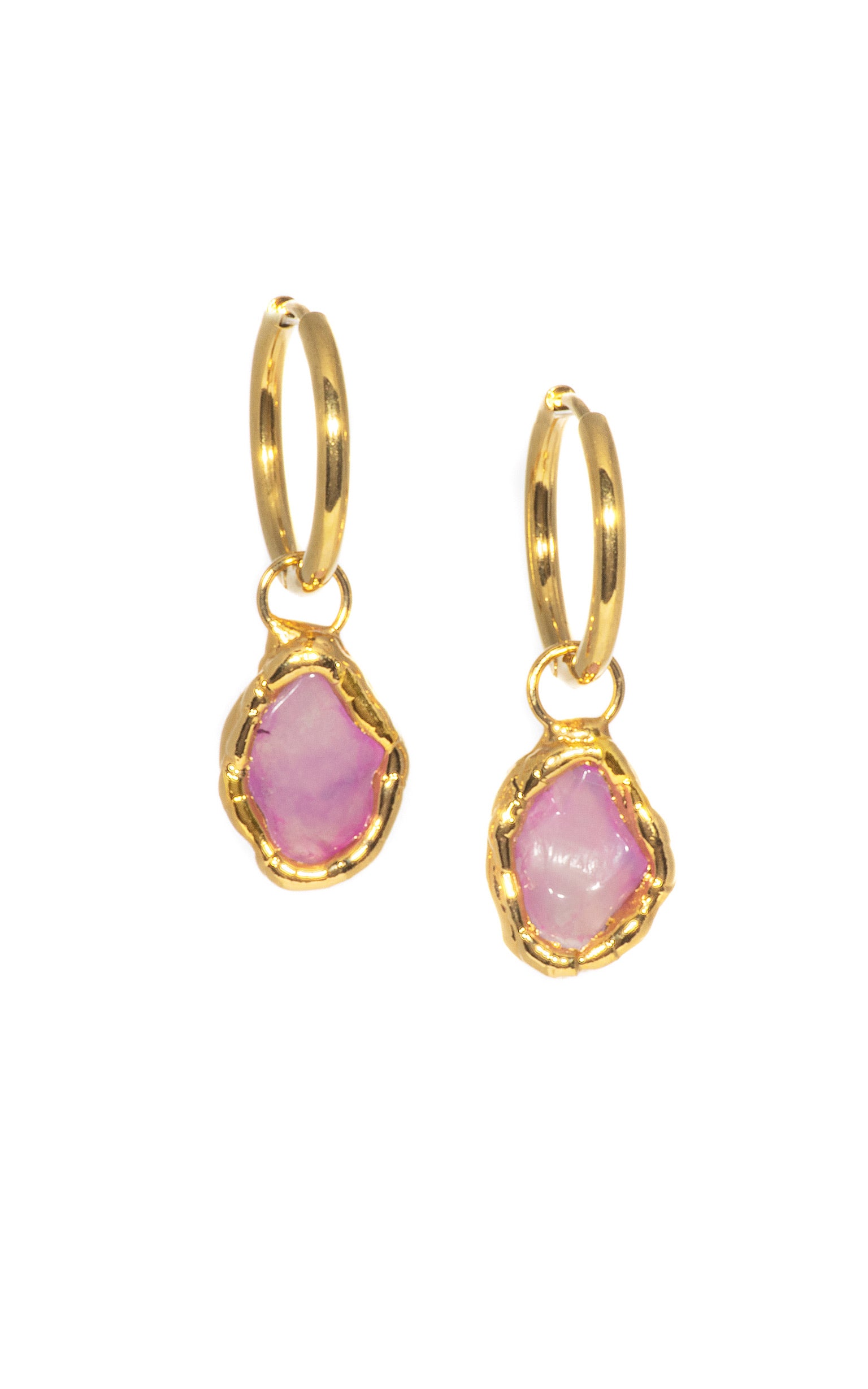 Gemstone Charm Hoops in Gold - Tea & Tequila